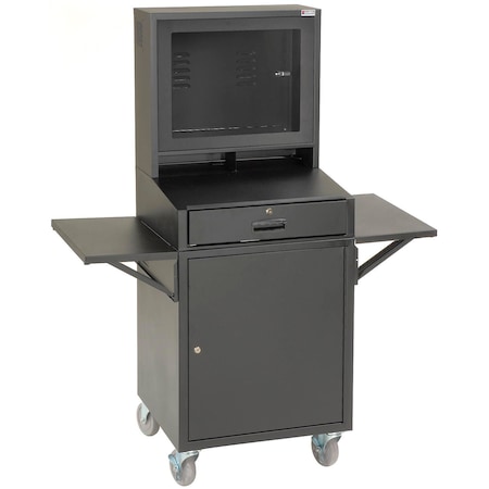 Global Industrial Mobile LCD Computer Cabinet, Complete Bundle, Black 239115CBK